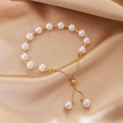 Classic White Pearl Adjustable Bracelet - Pexav