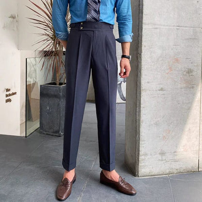 Adjustable Smart Men's Trousers - Oliver-Dark Gray-6-Nora Luxe