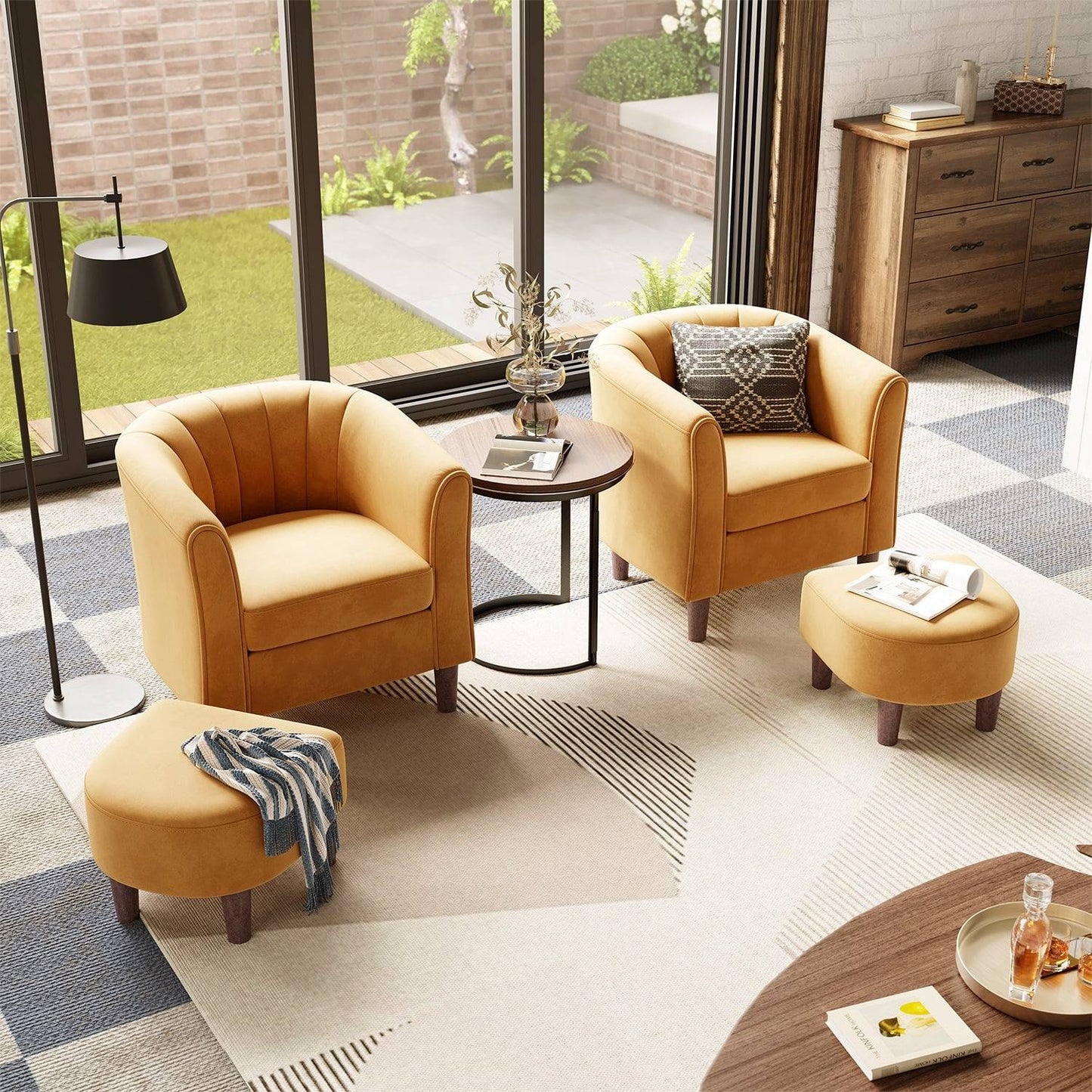 Comfortable Armchair with Storage Stool