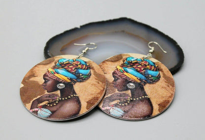 Afrocentric Wooden Drop Earrings | Lightweight Statement Jewellery-Nora Luxe
