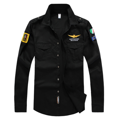 Military Style Double Pocket Mens Casual Shirt - Pexav