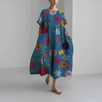 Airy summer maxi dress with waist accent - Clara-Blue-S-The Livary