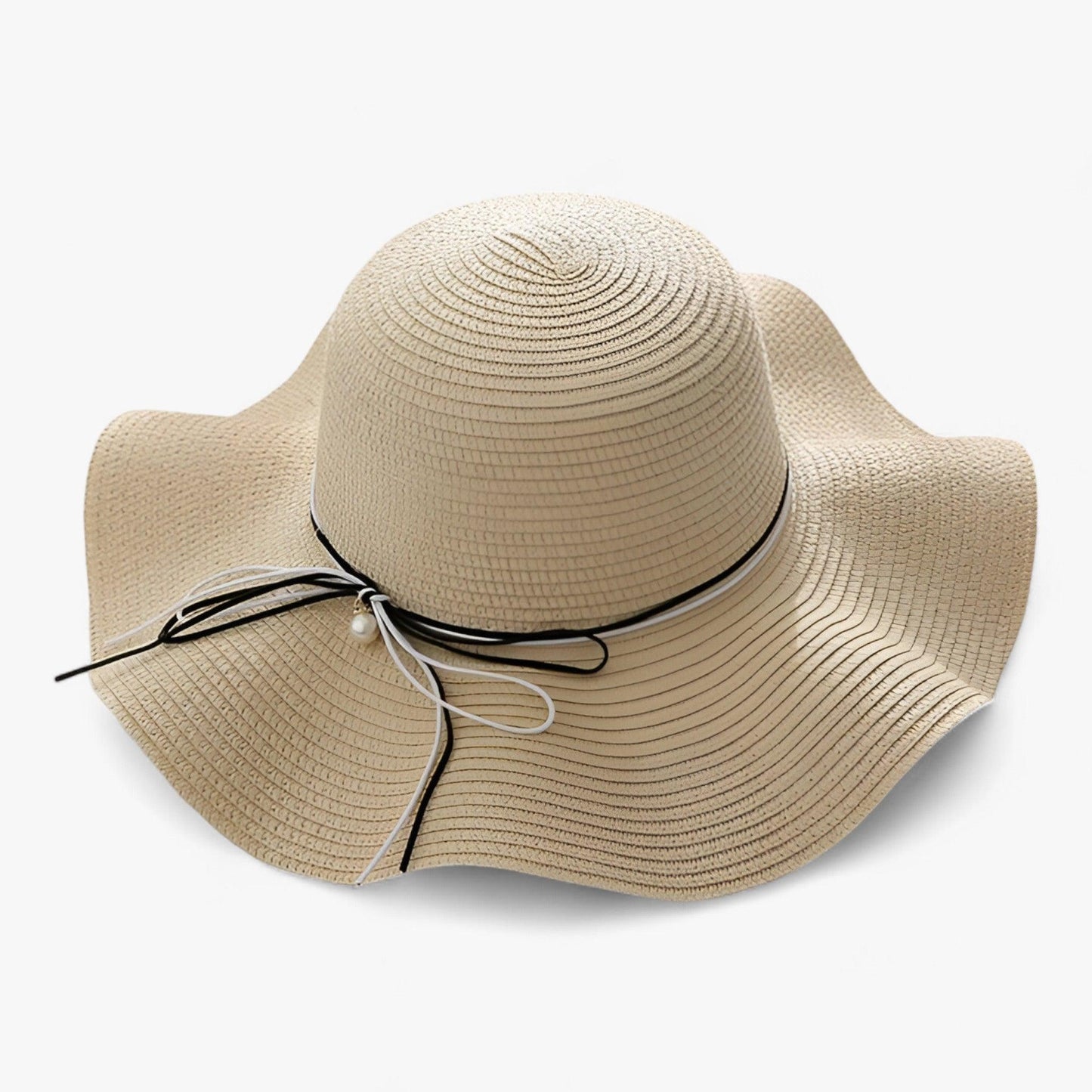 Airy women's beach hat with bow and UV protection - BreezeBow-Beige-56-58CM-The Livary