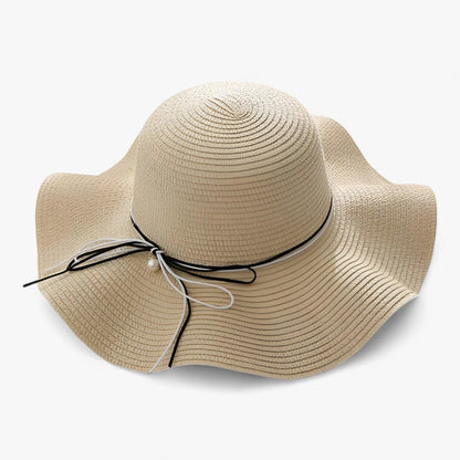 Airy women's beach hat with bow and UV protection - BreezeBow-Beige-56-58CM-The Livary