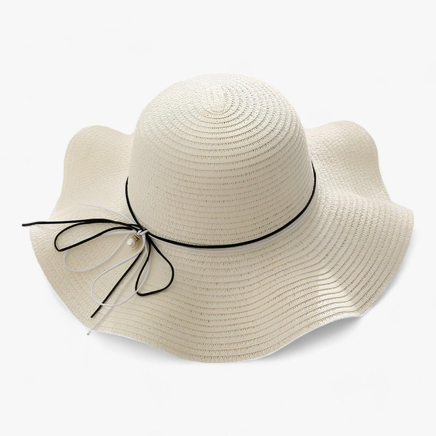 Airy women's beach hat with bow and UV protection - BreezeBow-Milk white-56-58CM-The Livary