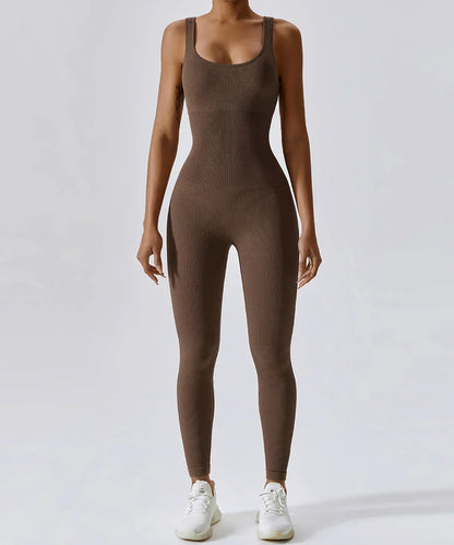 All-Season Women's Fitness Jumpsuit - Nova-Brown-L-Nora Luxe