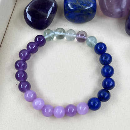 Anti-Anxiety Amethyst, Lepidolite and Lapis Lazuli Bracelet - Aurora-Nora Luxe