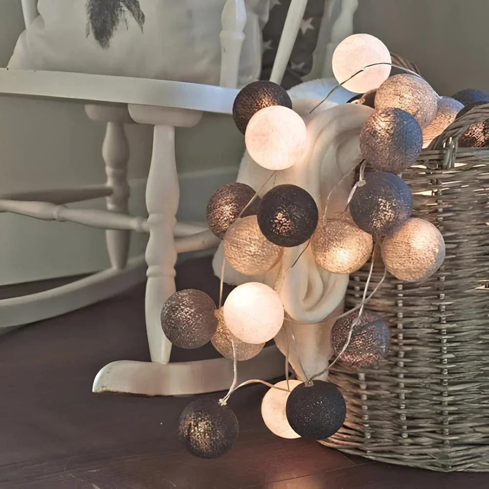 Atmospheric Ball String Lights - LumaBreeze-Grey-59.05 inch es-USB-Nora Luxe