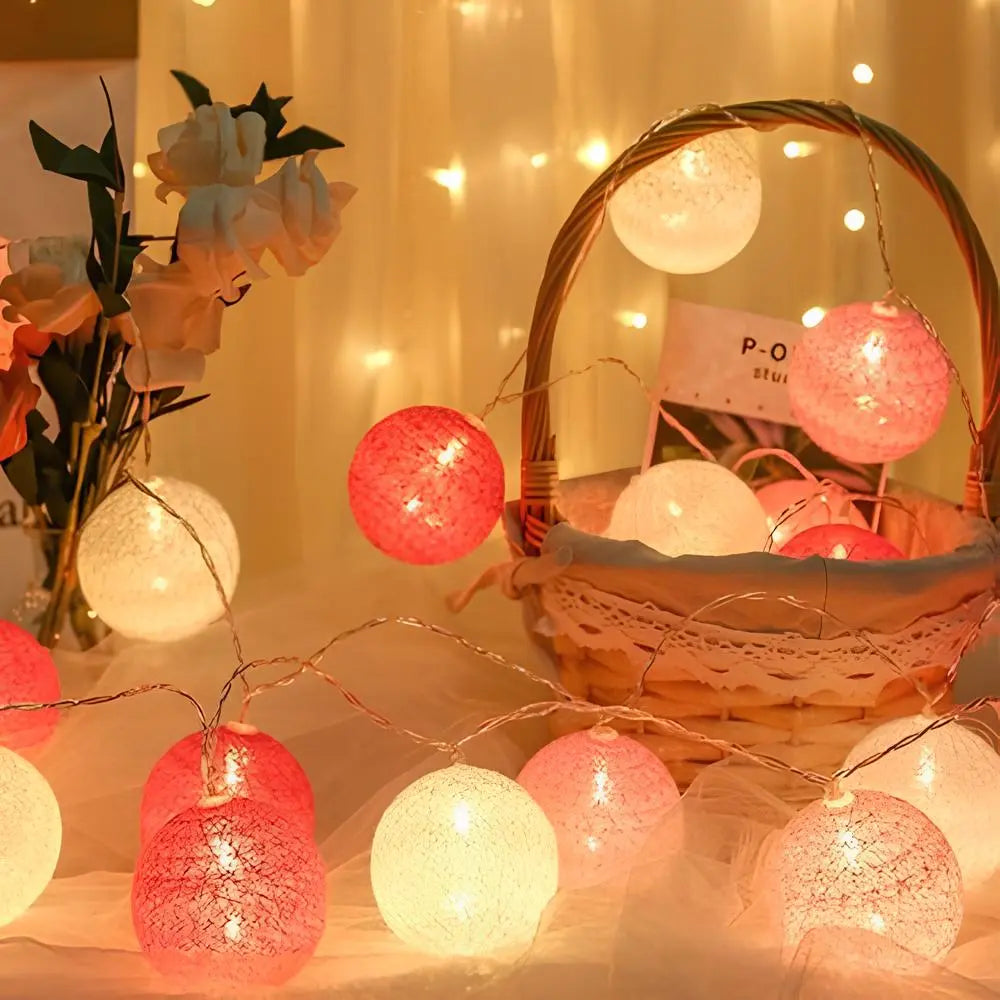 Atmospheric Ball String Lights - LumaBreeze-Pink-59.05 inch es-USB-Nora Luxe
