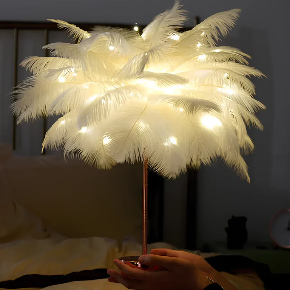 Atmospheric Veer Palm Tree Lamp - LumaPalm-White-Rose gold-Nora Luxe