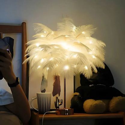 Atmospheric Veer Palm Tree Lamp - LumaPalm-White-Rose gold-Nora Luxe