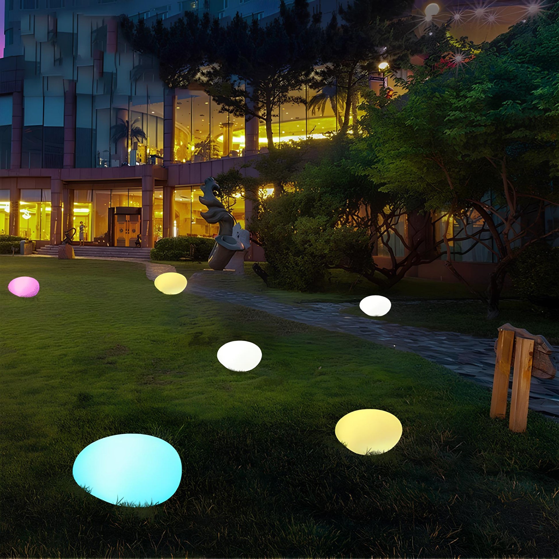 Atmospheric Wireless Garden Lamp - LumaStone-Medium (USB Rechargeable)-Nora Luxe