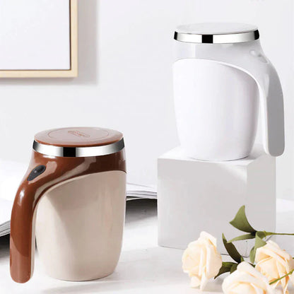 Automatic Stirring Thermos Mug - StirEase-Brown-Nora Luxe
