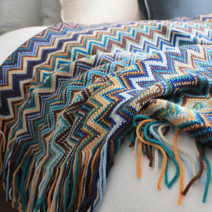 Vibrant Plaid Fringe Throw Blanket