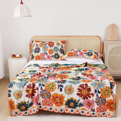 Colorful Reversible Cotton Quilt – Eco-Friendly Lightweight Summer Blanket with Jacquard Design 3