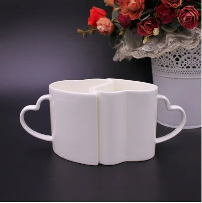 Lovely Pair Heart Shaped Valentine Mugs - Pexav