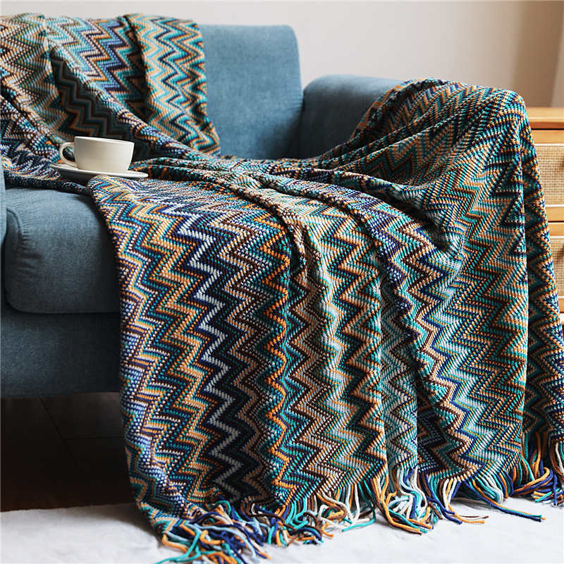 Vibrant Plaid Fringe Throw Blanket