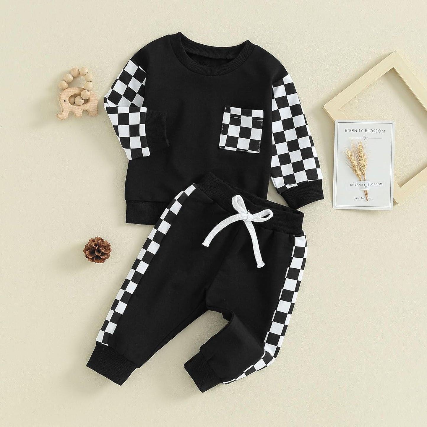 Baby Jogger Winter Set – Contrast Sweatshirt and Trousers-A-0-6 Months-Nora Luxe