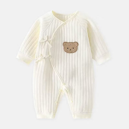 Baby romper with bear - Spring & autumn clothing-Khaki-3 Months-Nora Luxe