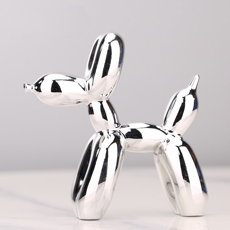 Balloon Dog Sculptures - BouncePup-Silver-Nora Luxe