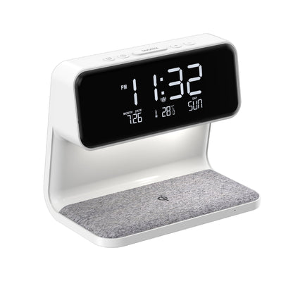 Compact Bedside Lamp with USB Charger & LED Clock