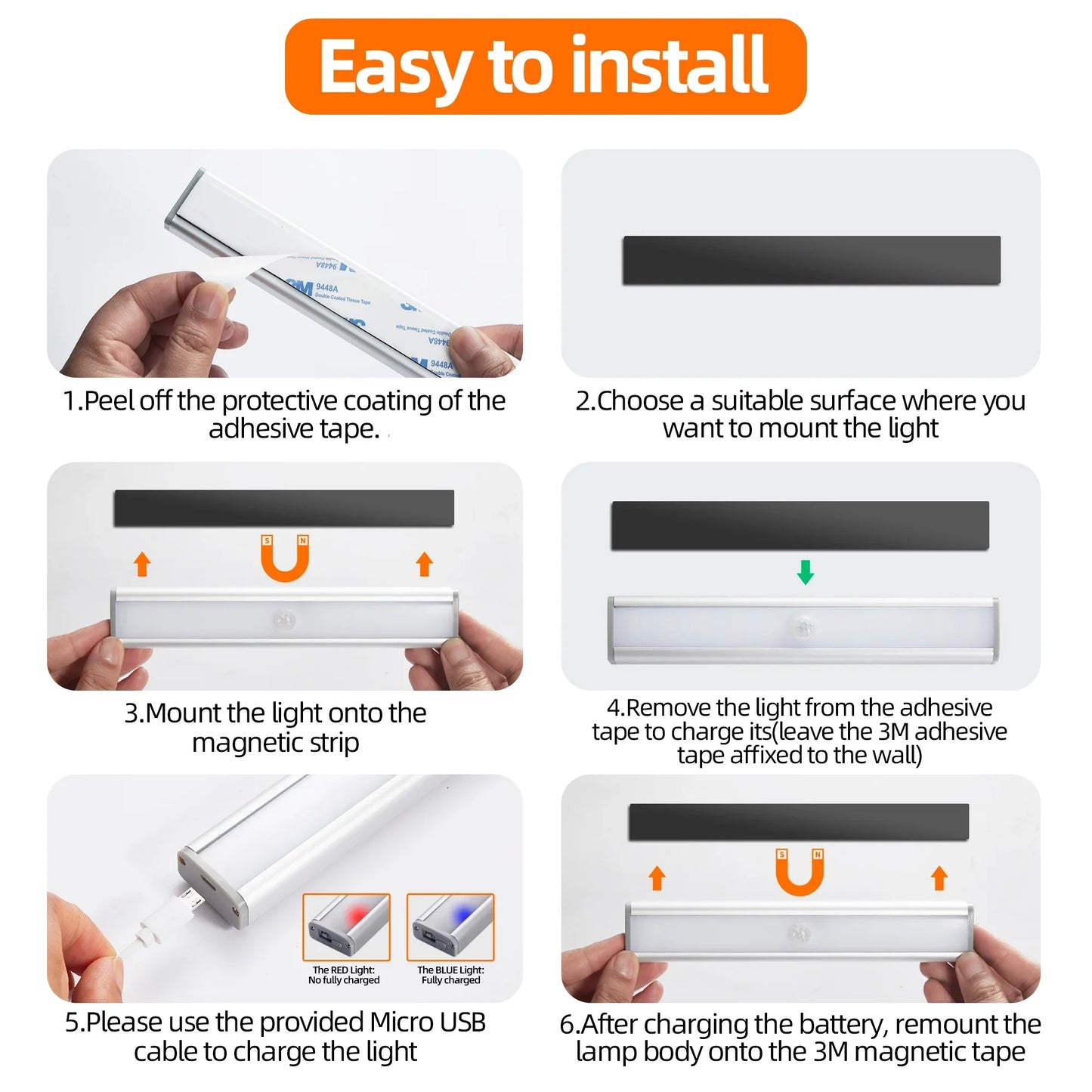 3 Pack Slim LED Closet Lighting Kits