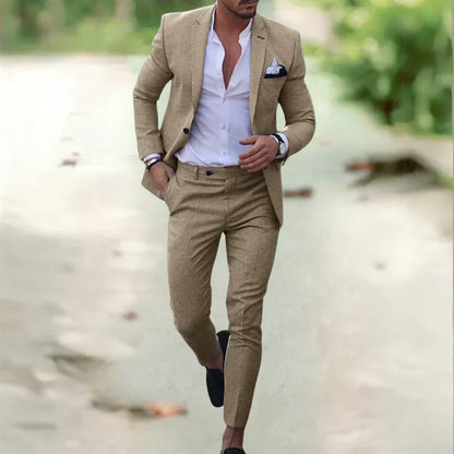 Men's Breathable Summer Suit - 2 Piece Slim Fit Jacket