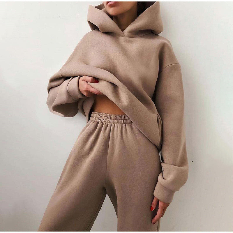 Relaxed Fit High Waisted Hoodie and Jogger Set for Women