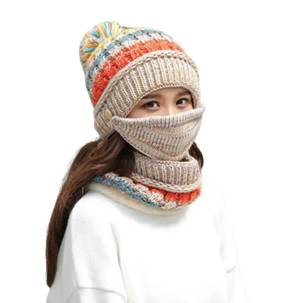 Soft Woolen Hat and Scarf Set with Fleece Lining