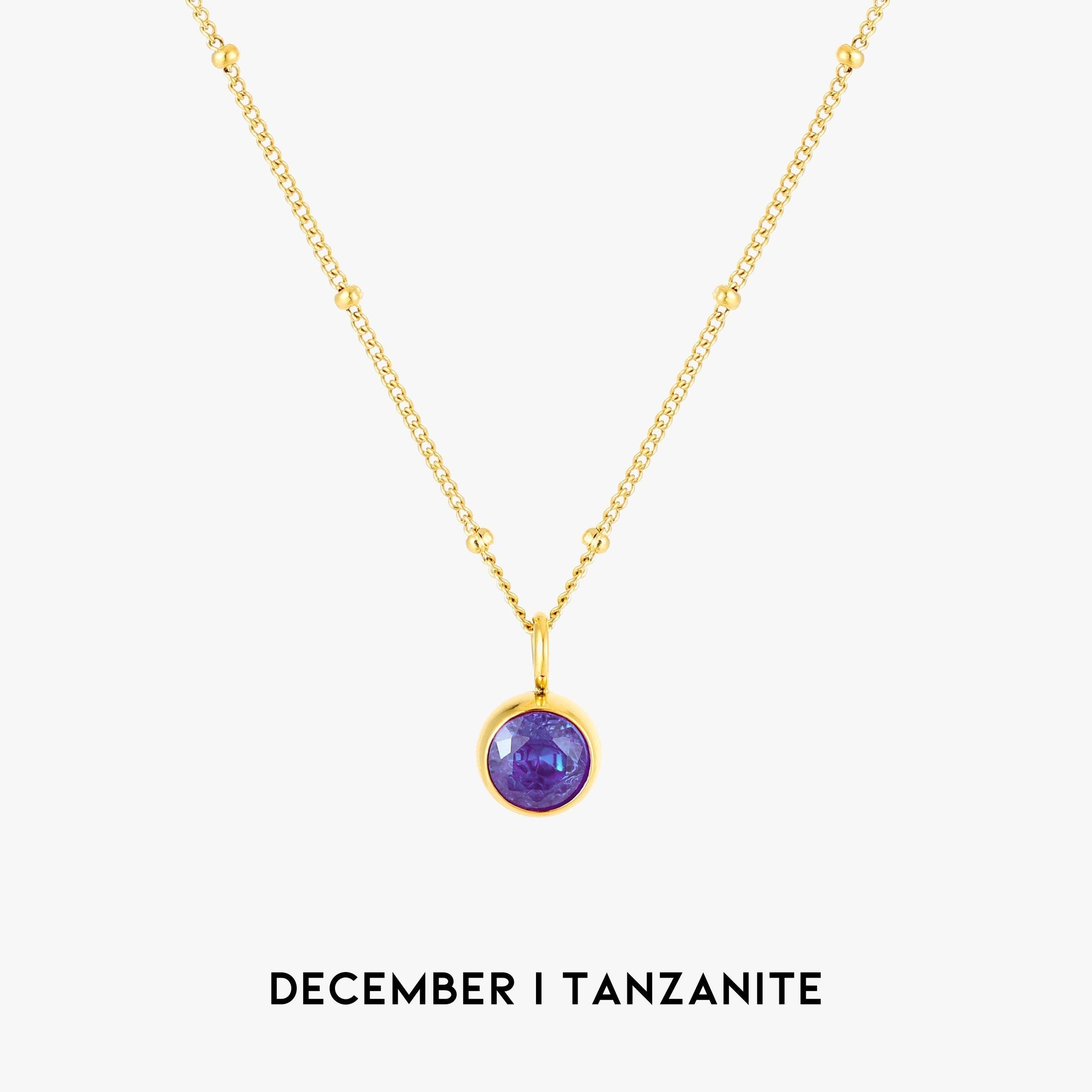 Birthstone Necklace - Aurora-December | Tanzanite-Gold-Nora Luxe