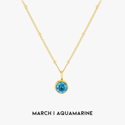 Birthstone Necklace - Aurora-March | Aquamarine-Gold-Nora Luxe