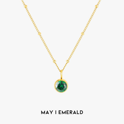Birthstone Necklace - Aurora-Mei | Smaragd-Gold-Nora Luxe