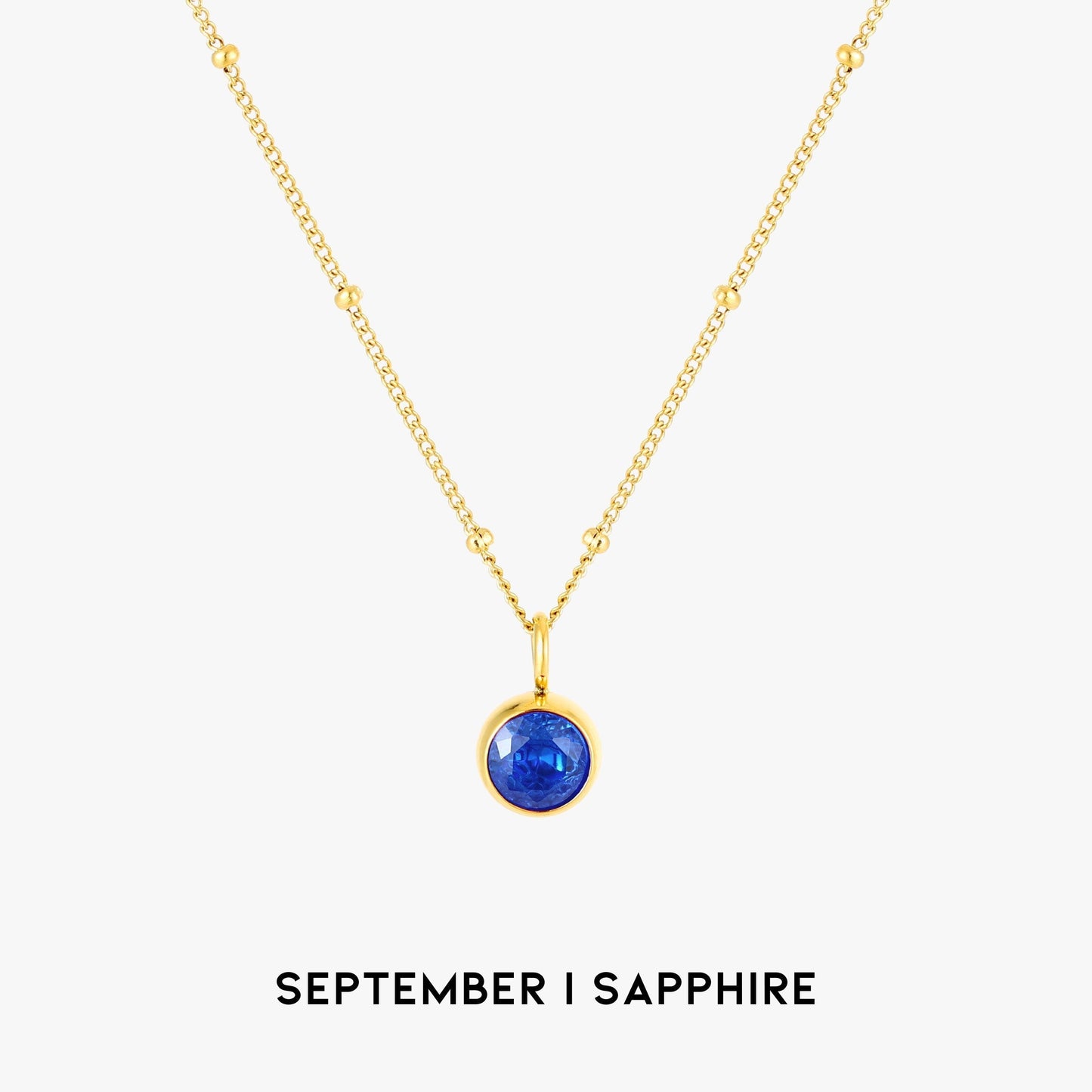 Birthstone Necklace - Aurora-September | Sapphire-Gold-Nora Luxe