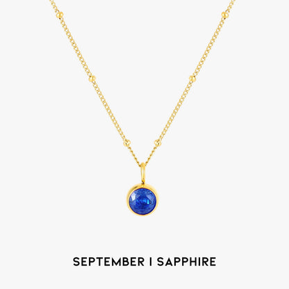 Birthstone Necklace - Aurora-September | Sapphire-Gold-Nora Luxe