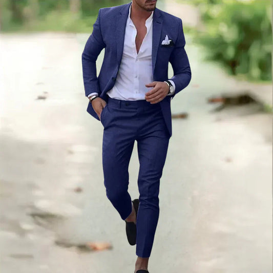 Men's Breathable Summer Suit - 2 Piece Slim Fit Jacket - Pexav