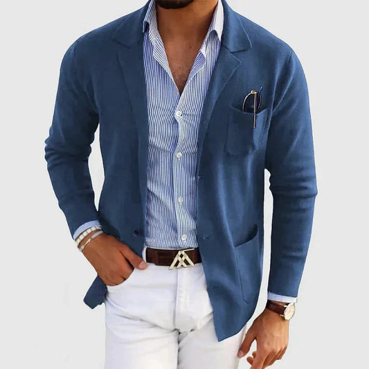 Slim Fit Men's Blazer with Classic Button Pockets - Pexav