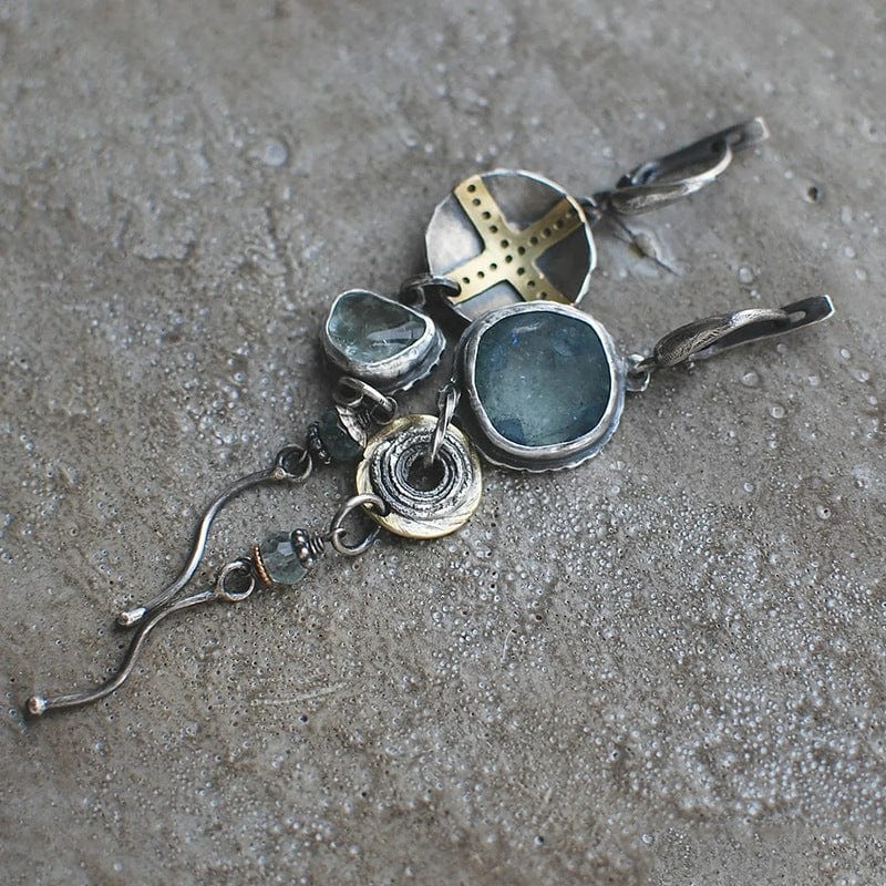 Sparkling Silver Cross Drop Earrings - Pexav