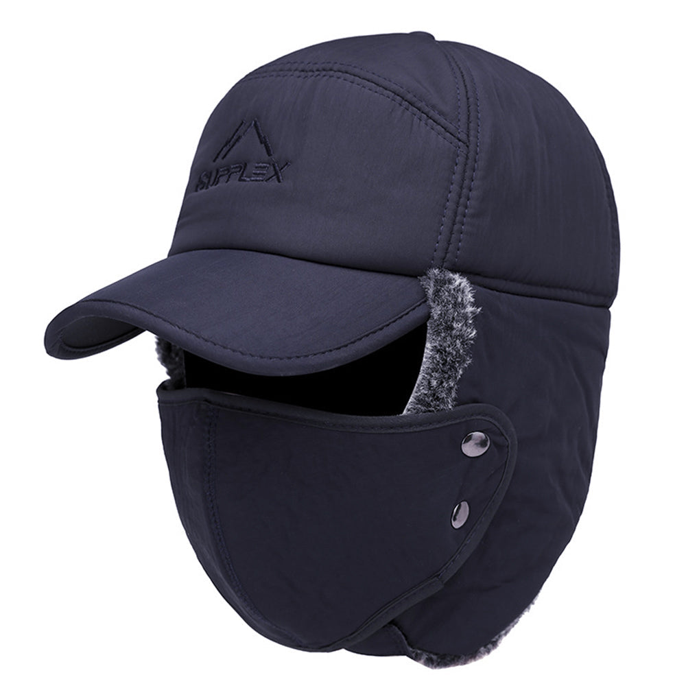 Warm Mens Snow Beanie Hat With Earflaps And Visor