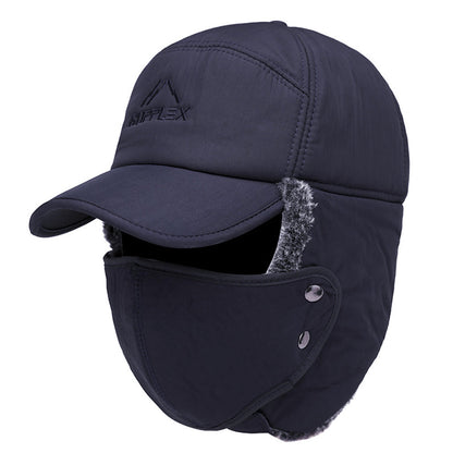 Warm Mens Snow Beanie Hat With Earflaps And Visor