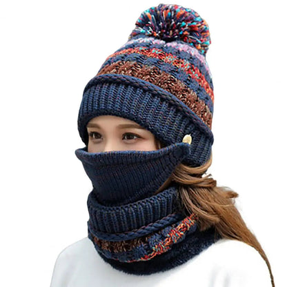 Soft Woolen Hat and Scarf Set with Fleece Lining