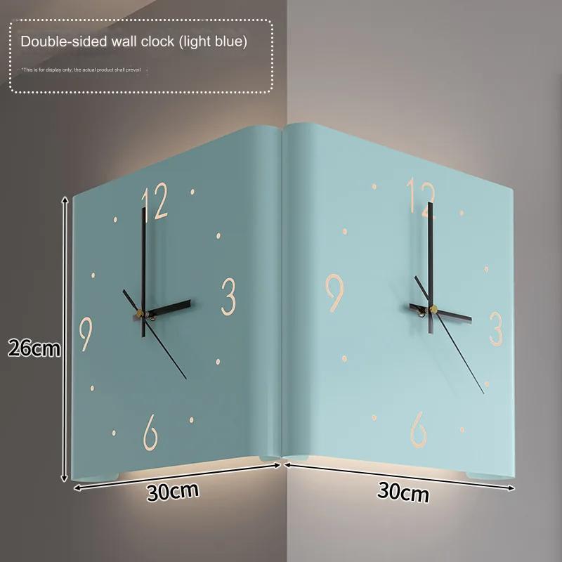 Quiet Dual Faced LED Corner Wall Clock