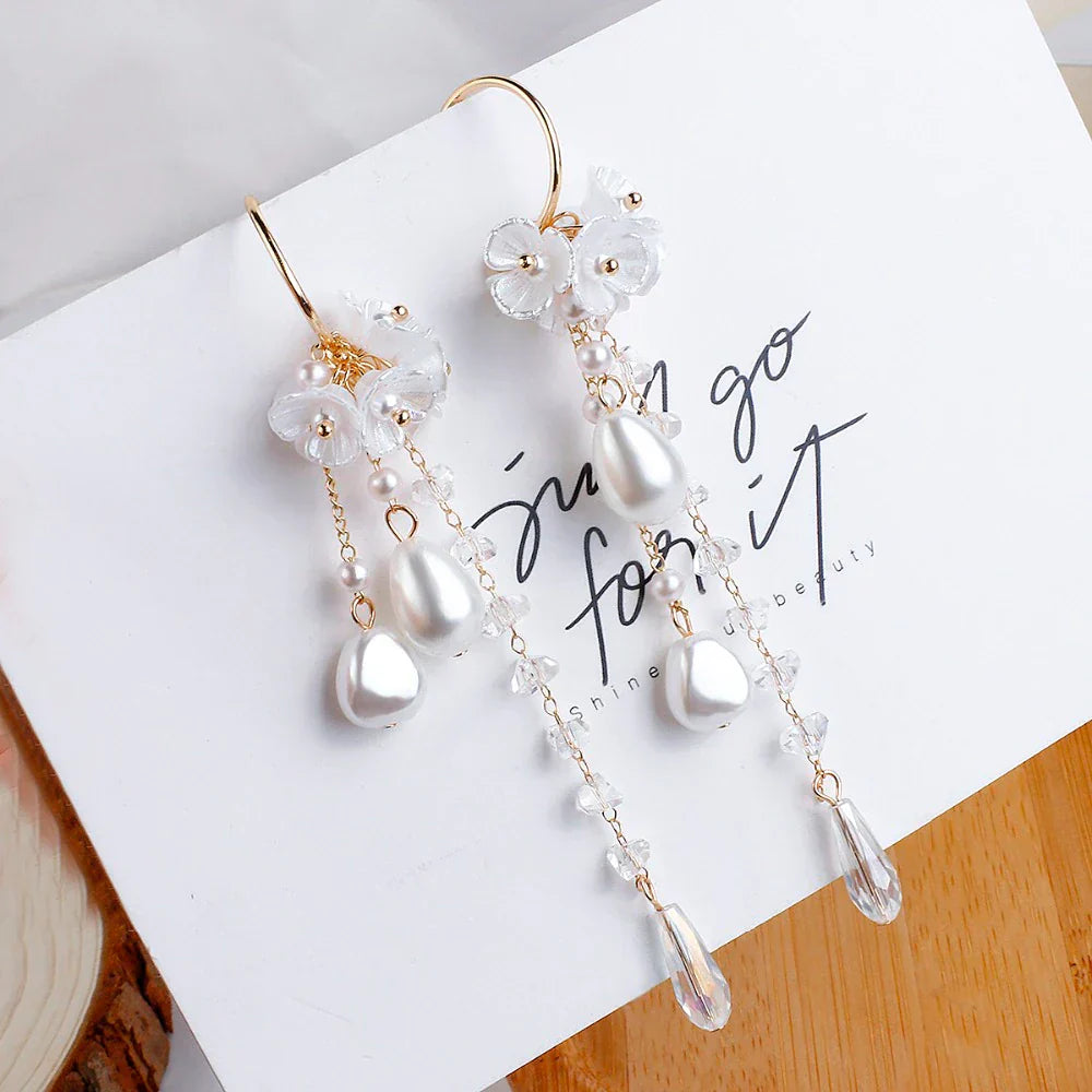 Chic Pearl Drop Crystal Earrings - Pexav