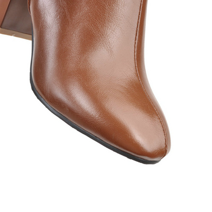 Stylish Vegan Leather Zip Ankle Boots