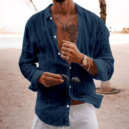Breathable and lightweight men's summer shirt made of cotton – Francesco-Blue-S-The Livary