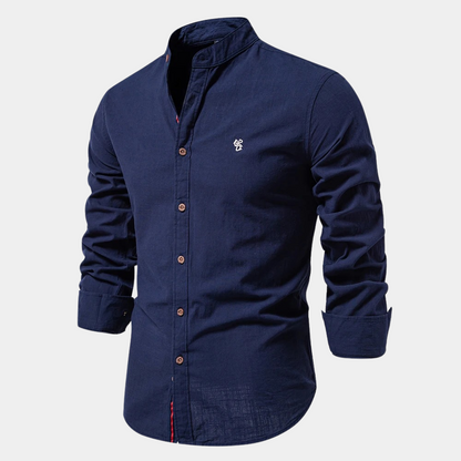 Breathable men's shirt for summer - Noah-Dark blue-S-Nora Luxe