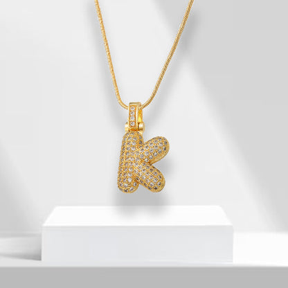 Bubble Letters Necklace with Pendant - LuxeLette-K-Nora Luxe