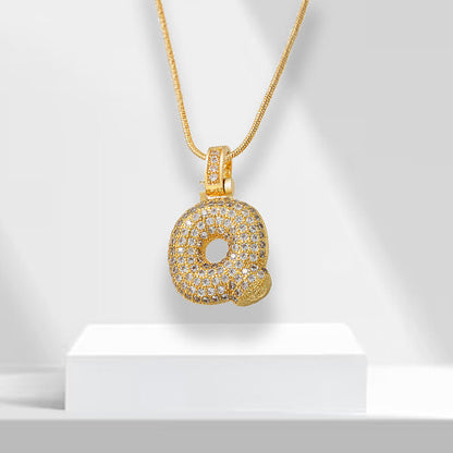 Bubble Letters Necklace with Pendant - LuxeLette-Q-Nora Luxe