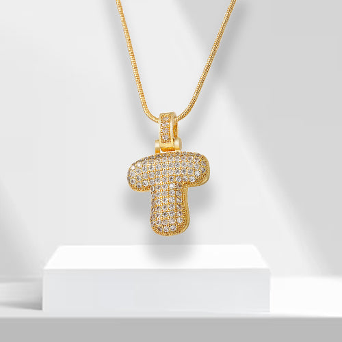 Bubble Letters Necklace with Pendant - LuxeLette-T-Nora Luxe