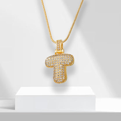 Bubble Letters Necklace with Pendant - LuxeLette-T-Nora Luxe