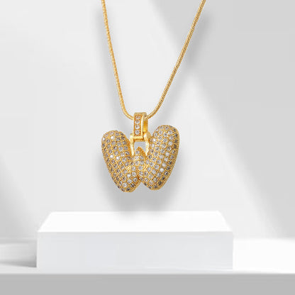 Bubble Letters Necklace with Pendant - LuxeLette-W-Nora Luxe